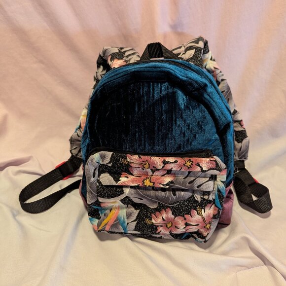 Upcycled Velvet Hawaiian Mini Backpack - Picture 1 of 10